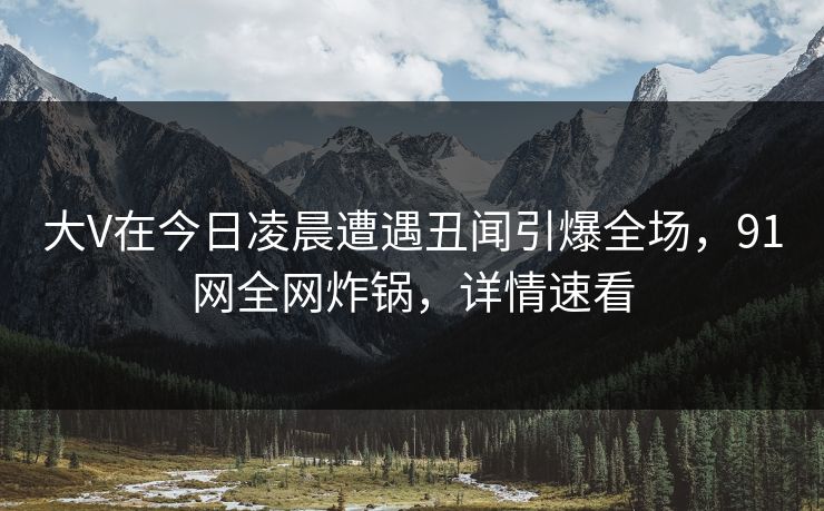 大V在今日凌晨遭遇丑闻引爆全场，91网全网炸锅，详情速看