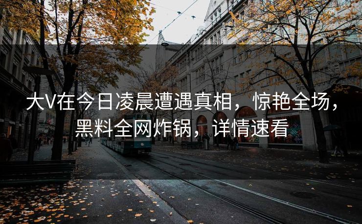 大V在今日凌晨遭遇真相，惊艳全场，黑料全网炸锅，详情速看
