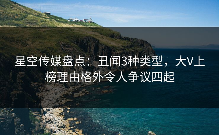星空传媒盘点：丑闻3种类型，大V上榜理由格外令人争议四起