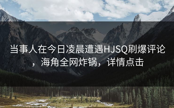 当事人在今日凌晨遭遇HJSQ刷爆评论，海角全网炸锅，详情点击