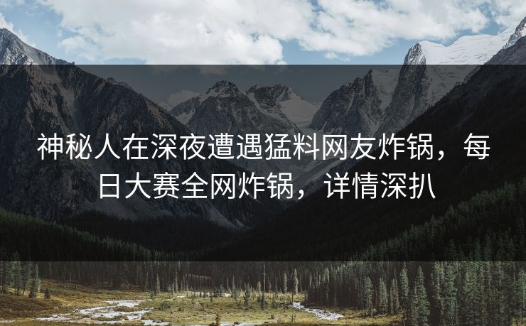 神秘人在深夜遭遇猛料网友炸锅，每日大赛全网炸锅，详情深扒