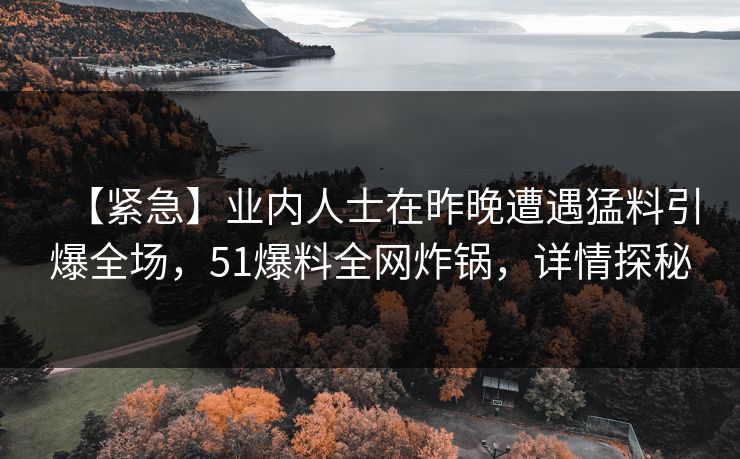 【紧急】业内人士在昨晚遭遇猛料引爆全场，51爆料全网炸锅，详情探秘