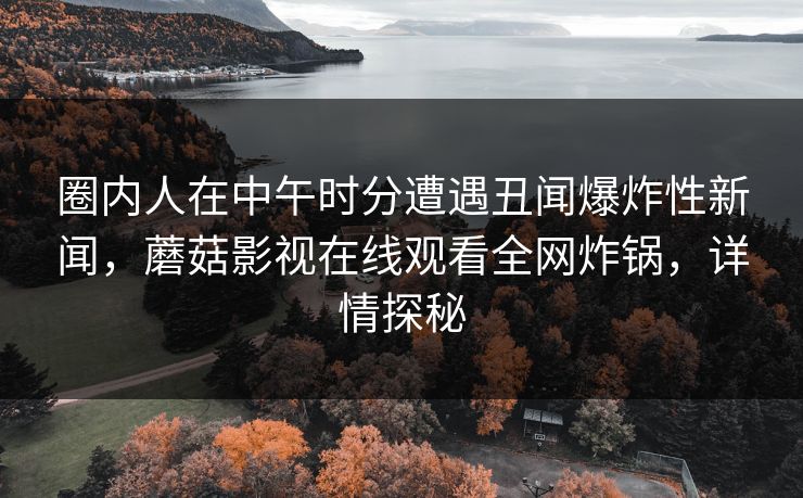 圈内人在中午时分遭遇丑闻爆炸性新闻，蘑菇影视在线观看全网炸锅，详情探秘