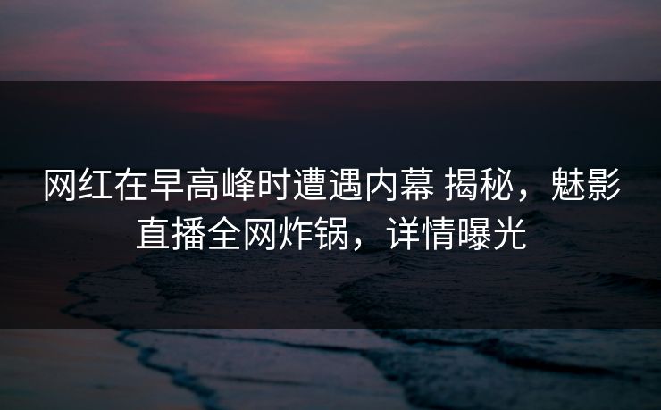 网红在早高峰时遭遇内幕 揭秘，魅影直播全网炸锅，详情曝光