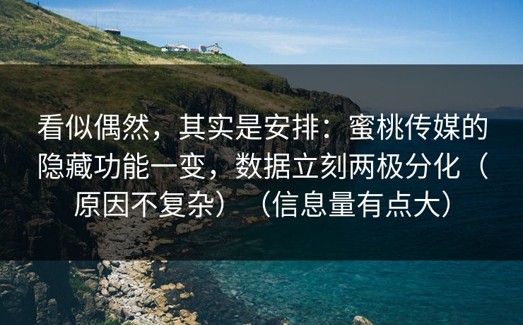 看似偶然,其实是安排:蜜桃传媒的隐藏功能一变,数据立刻两极分化(原因不复杂)(信息量有点大) 看似偶然,其实是安排:蜜桃传媒的隐藏功能一变,数据立刻两极分化(原因不复杂)(信息量有点大)